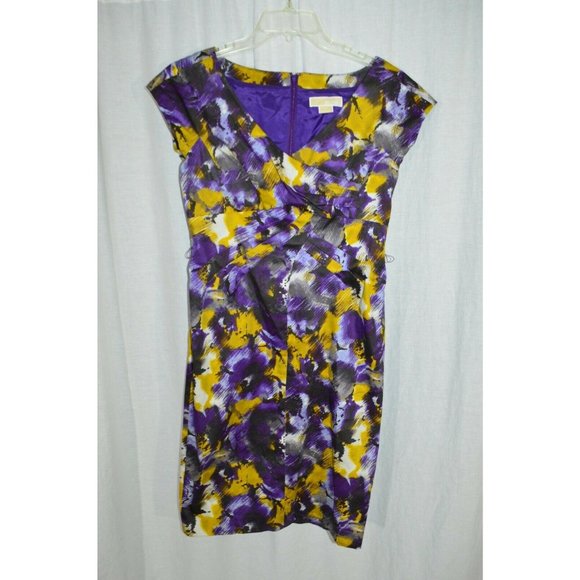 Michael Kors Dresses & Skirts - Michael Kors Purple Gold Brown Stretch Cotton Shea